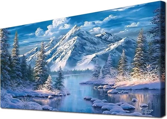 Set di Puntinatura di Diamante per Fai da Te - Immagini Puntinatura di Diamante - Kit di Sfondi per Decorazione - Dimensioni 157 x 70 cm - Sfondo di Neve - Puntinatura di Diamante