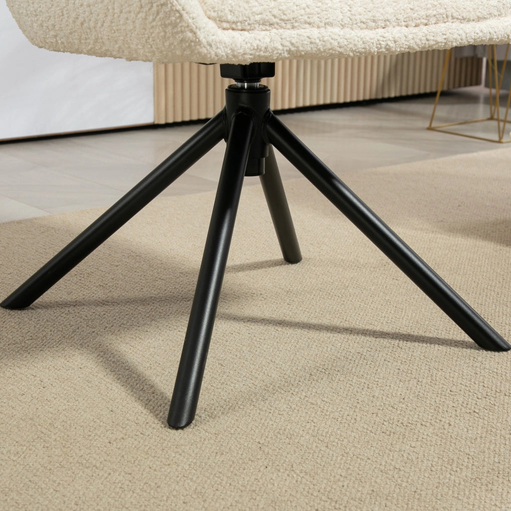 POLTRONA girevole 58,5x59x78,5 cm in poliestere bianco crema