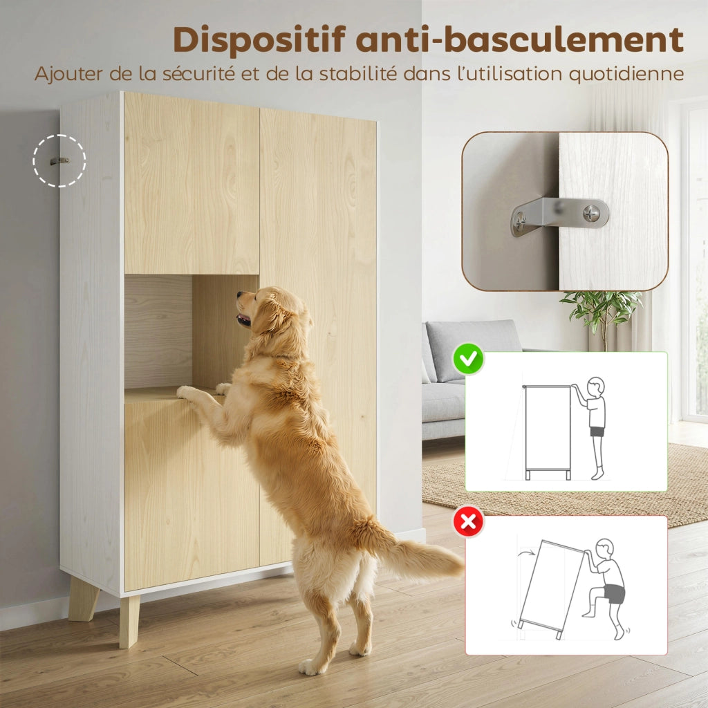 Buffet ¨C zephmum ¨C bianco e legno naturale, 80x40x135cm