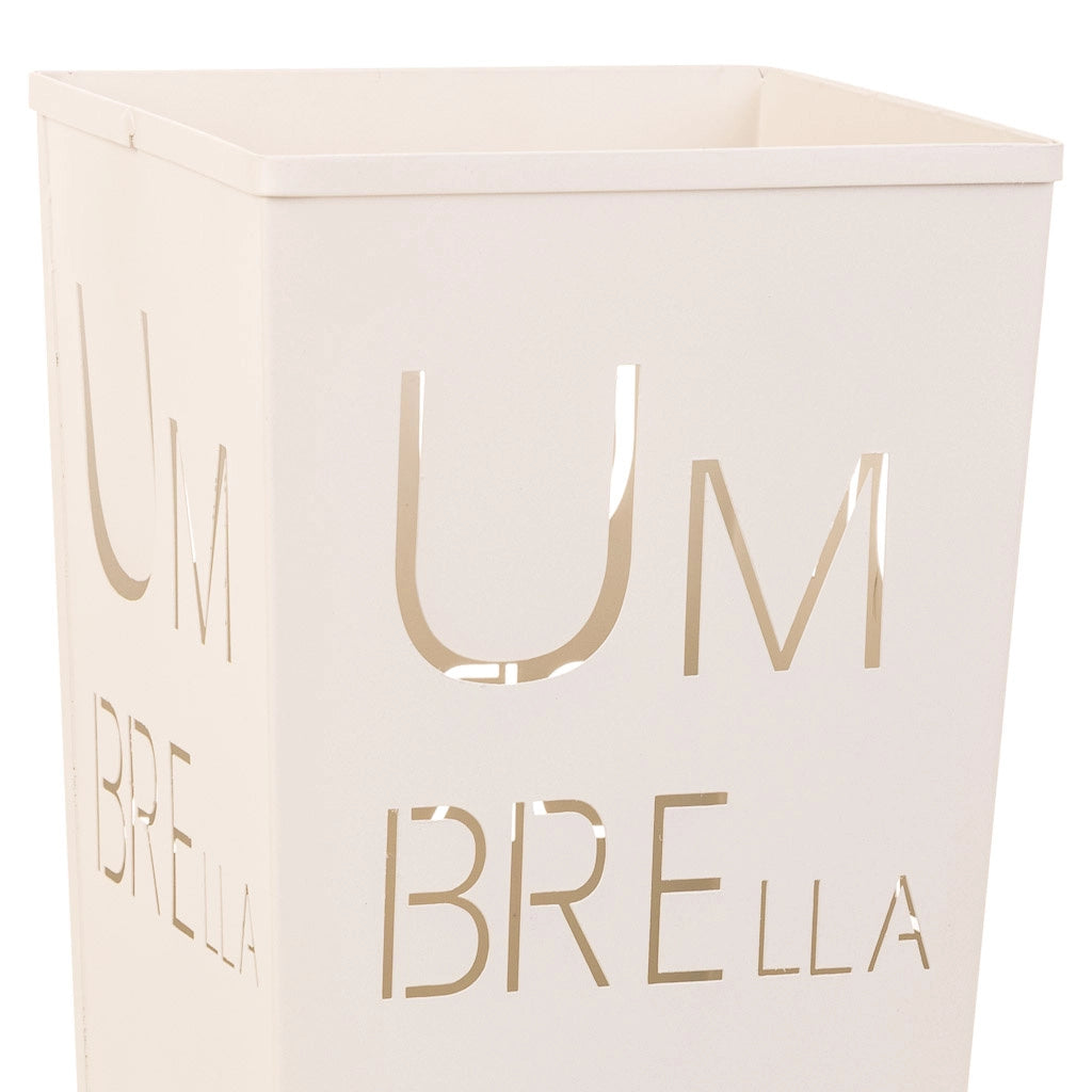 Portaombrelli quadrato in metallo bianco 21x21x50