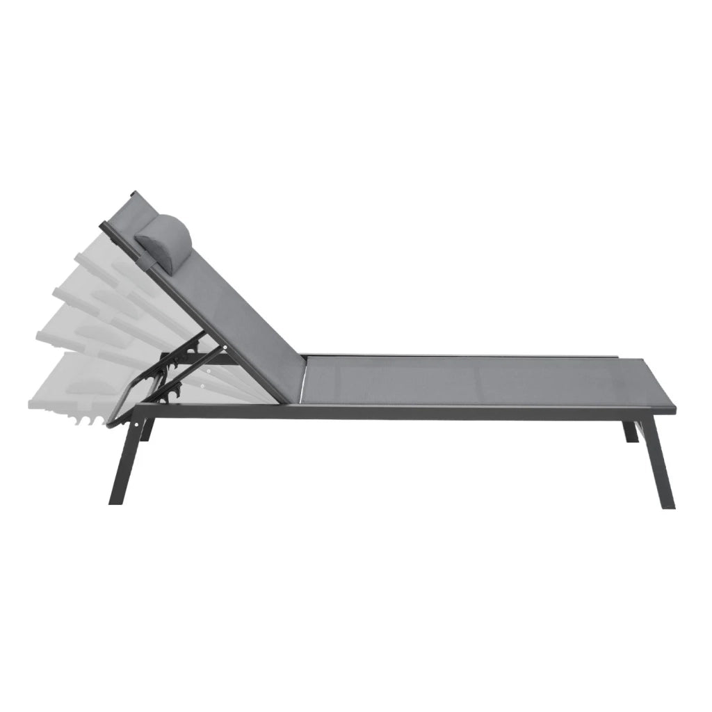 IDMarket - Set di 2 lettini da giardino reclinabili in alluminio SINTRA grigio antracite e nero