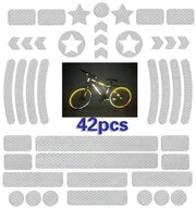 Sticker riflettenti per bicicletta, confezione da 42 pezzi - bianco fluorescente