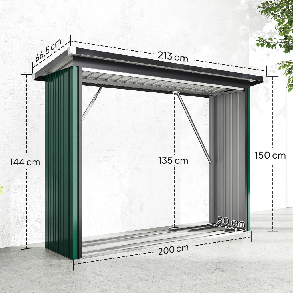 Capanno per legna da ardere ¨C zephmum ¨C verde 213x66.5x150 cm