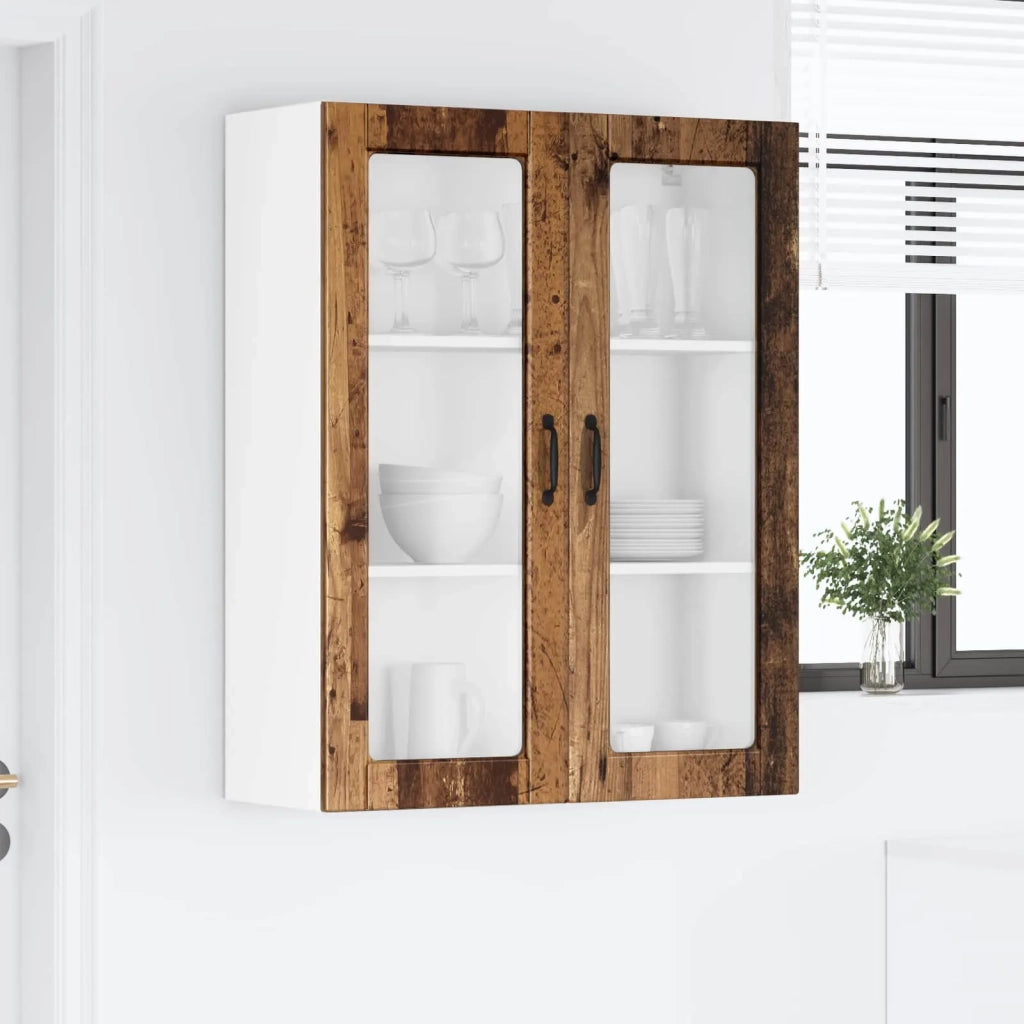 Pensile da cucina | Mobile in vetro da parete PORTO Legno vecchio 80 x 31 x 100 cm