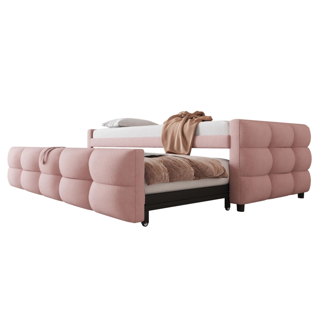 Letto estraibile con rete a doghe velluto teddy 90x190 cm