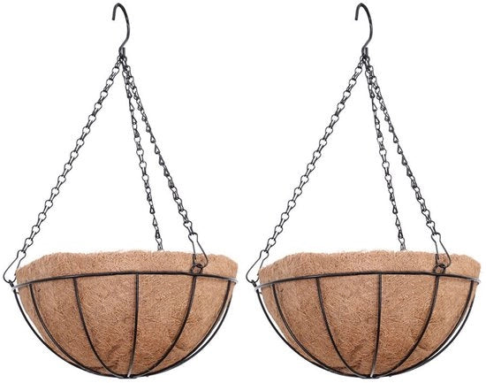 Pannelli per piante pendenti, maniglie per esterno con catena, contenitore grande in cocco (2 x scatole di cocco 20cm)