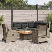 vidaXL Set Divani da Giardino 5 pz con Cuscini in Polyrattan Grigio