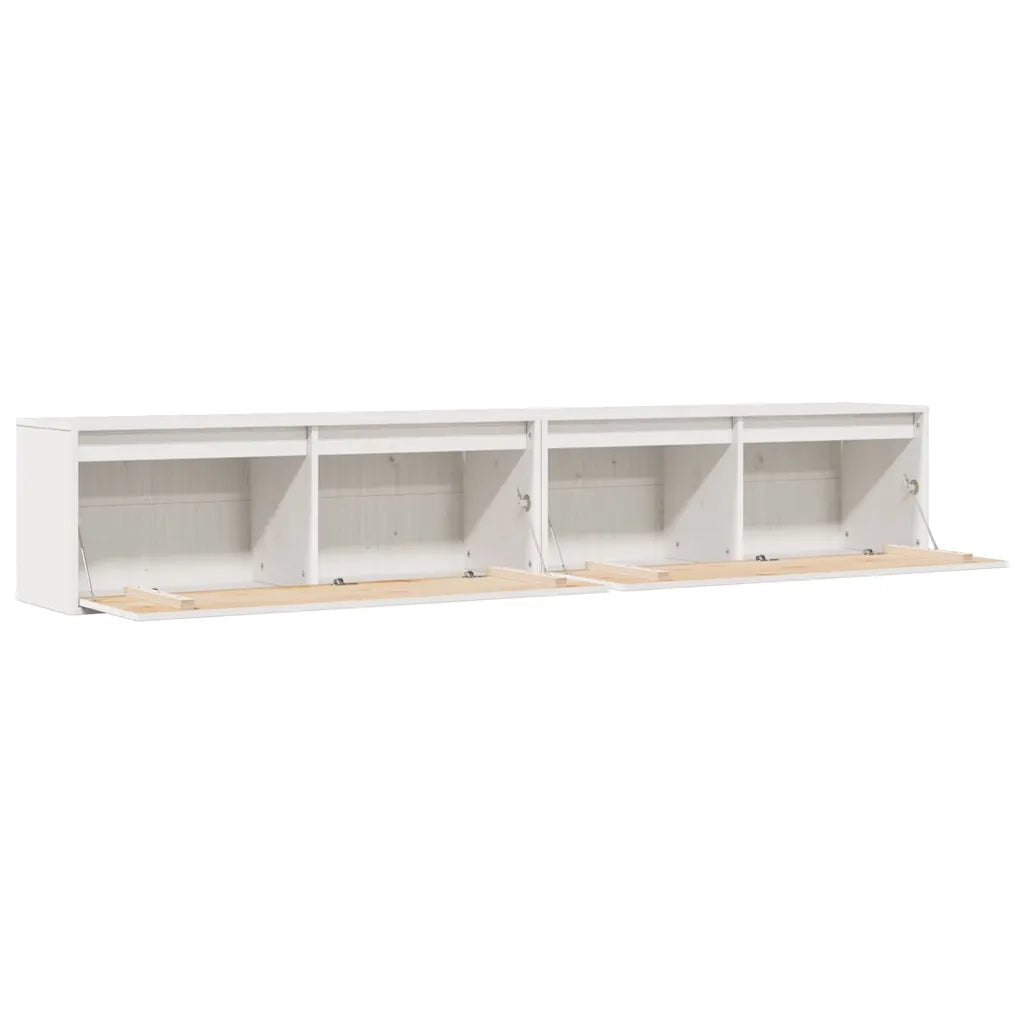 Pensili 2 pz Bianchi 100x30x35 cm in Legno Massello di Pino 813468
