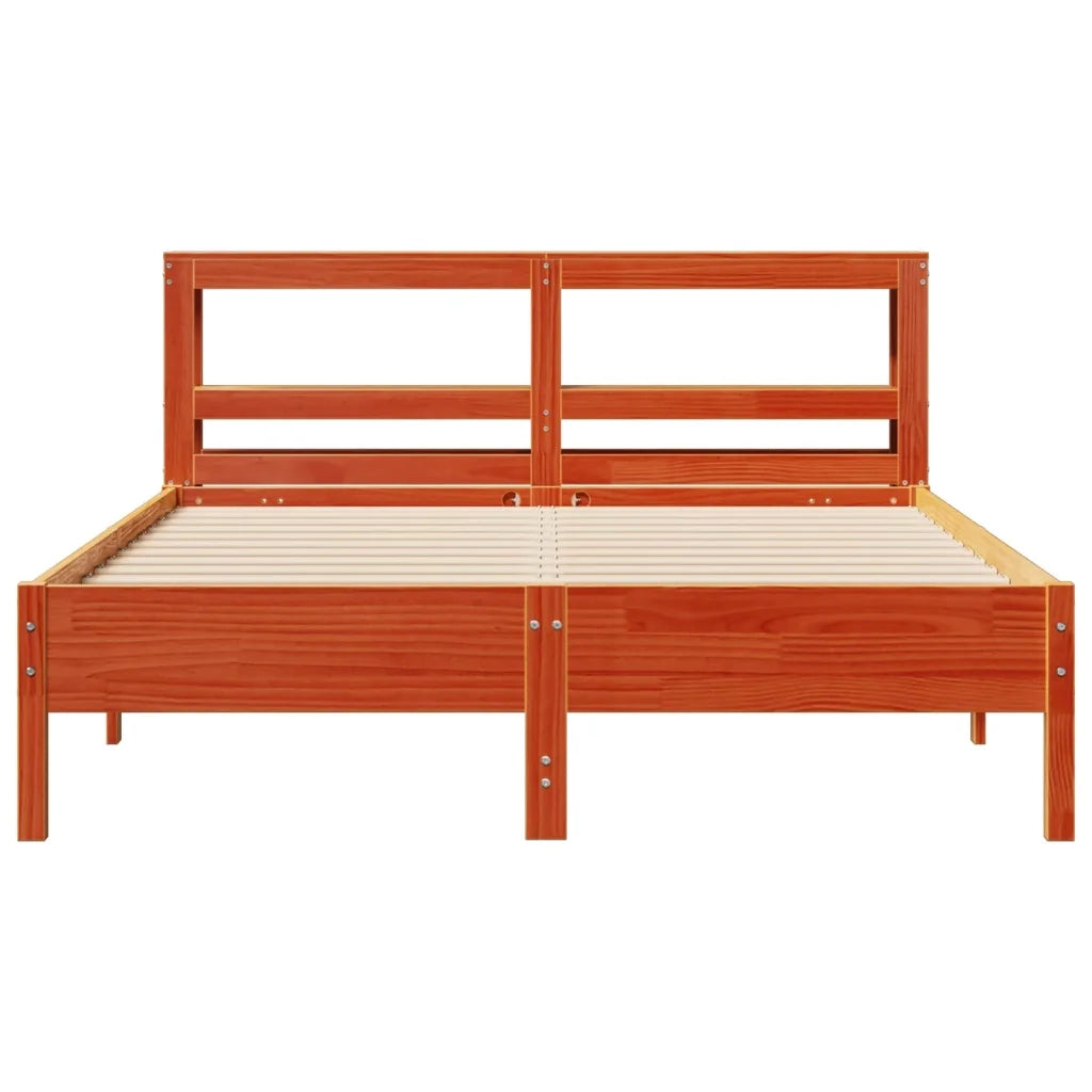 Letto senza Materasso Marrone Cera 135x190 cm in Legno di Pino