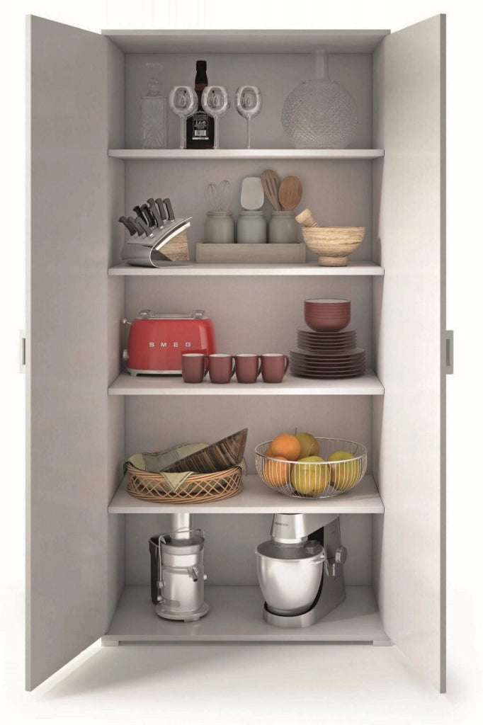 Aliosha, Armadio Multiuso 2 Ante 4 Ripiani Made in Italy, 90x195h cm Marrone Rovere