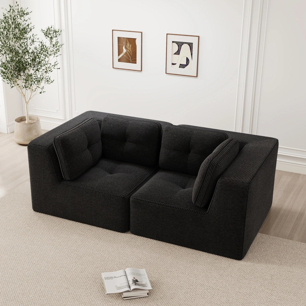 DIVANO ANGOLARE MODULARE senza struttura, corduroy nero