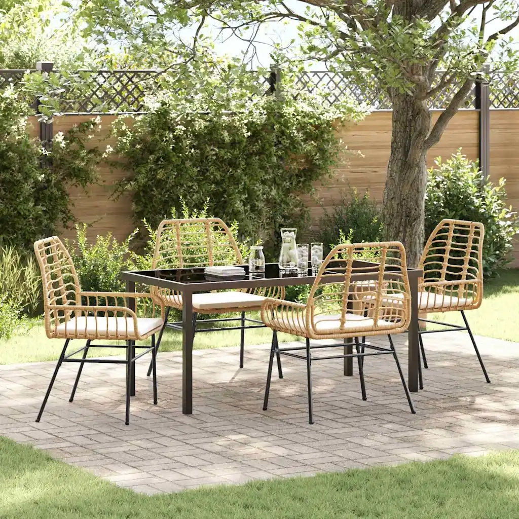 Set da Pranzo per Giardino 5 pz | Set Salotto da Giardino Marrone polyrattan