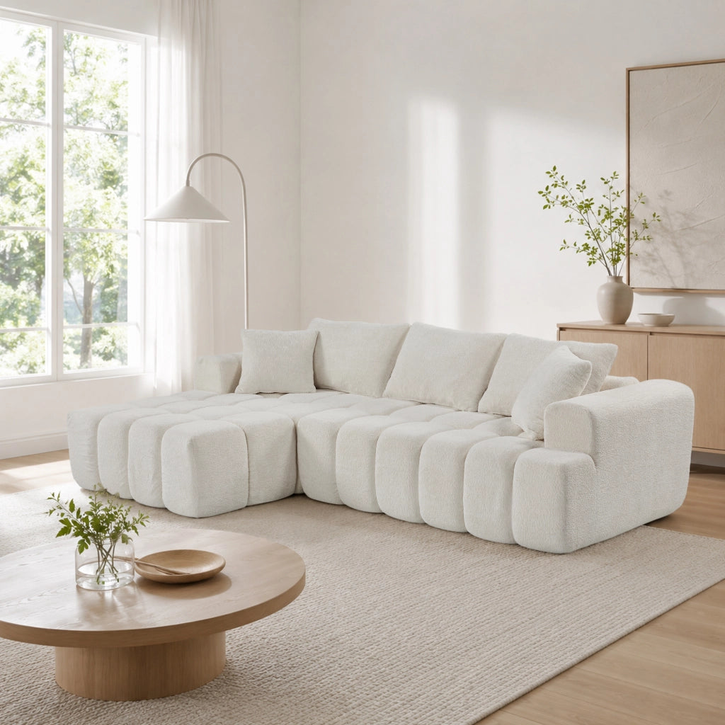 DIVANO Modulare 249,94 cm in Velluto Bianco