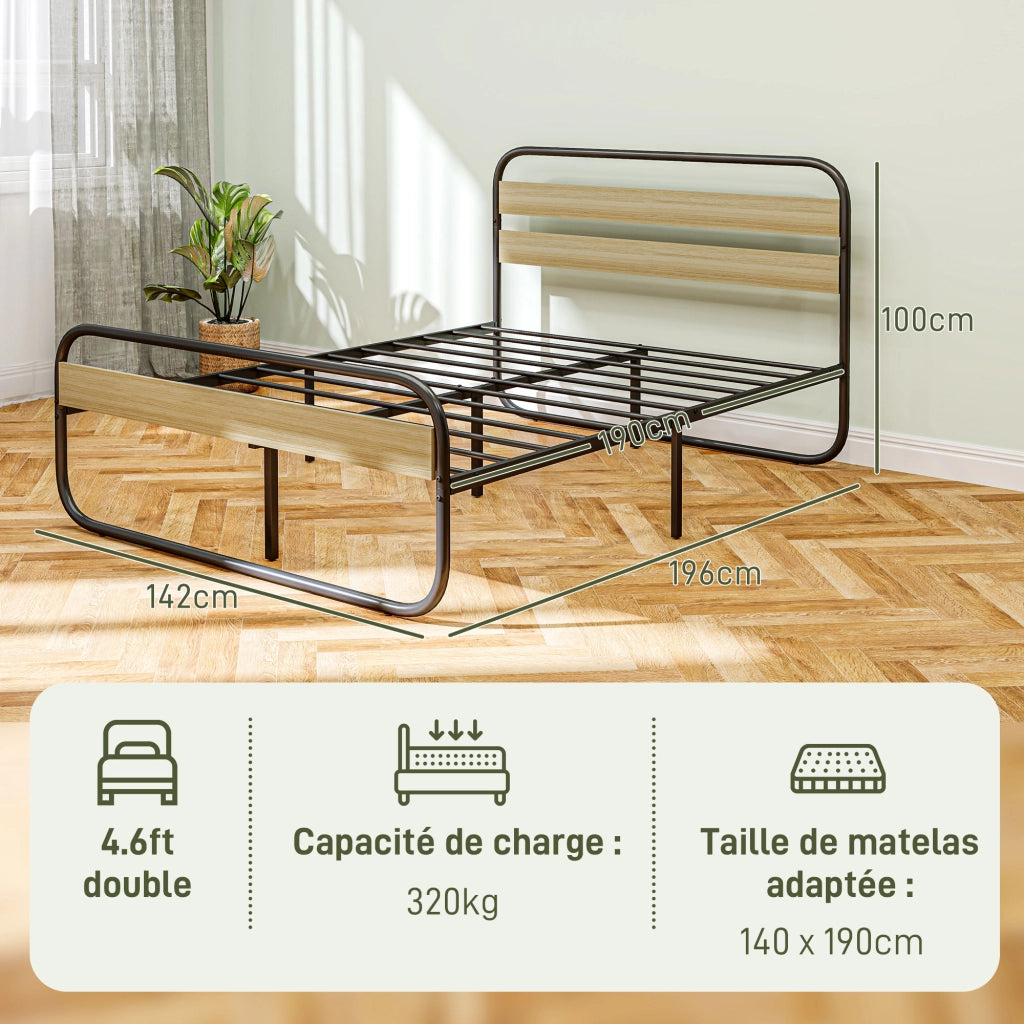 Letto matrimoniale 140x190 cm ¨C Xylo ¨C struttura in metallo stile industriel con testiera