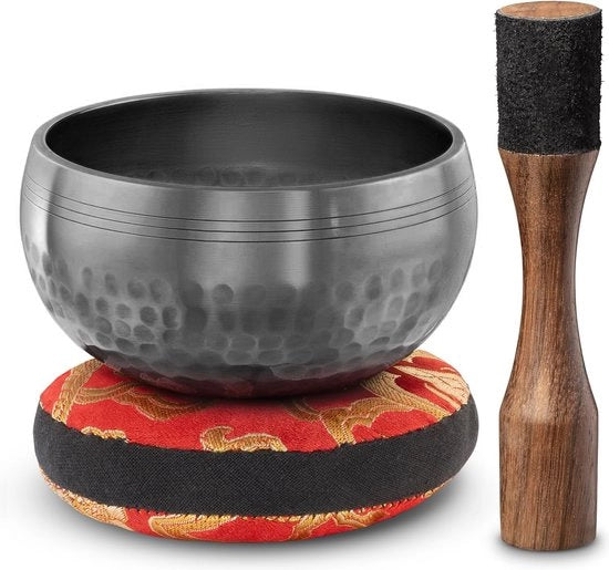 Scaletta Tibetana in legno di alta qualità, con martelletto di legno e cuscino di Himalaya, ideale per yoga, meditazione, rilassamento e consapevolezza, insieme di regalo perfetto