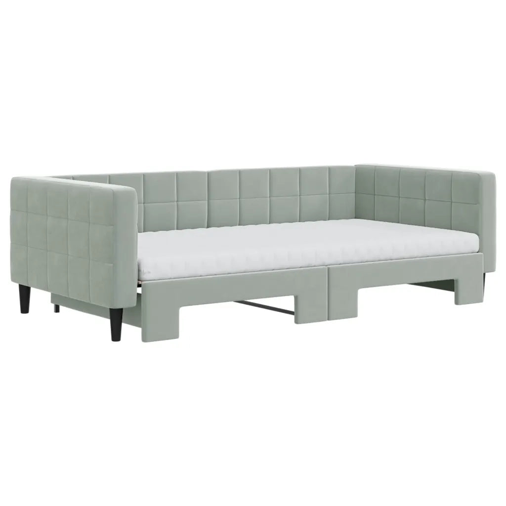 Divano Letto Estraibile Materassi Grigio Chiaro 100x200 Velluto 3196722