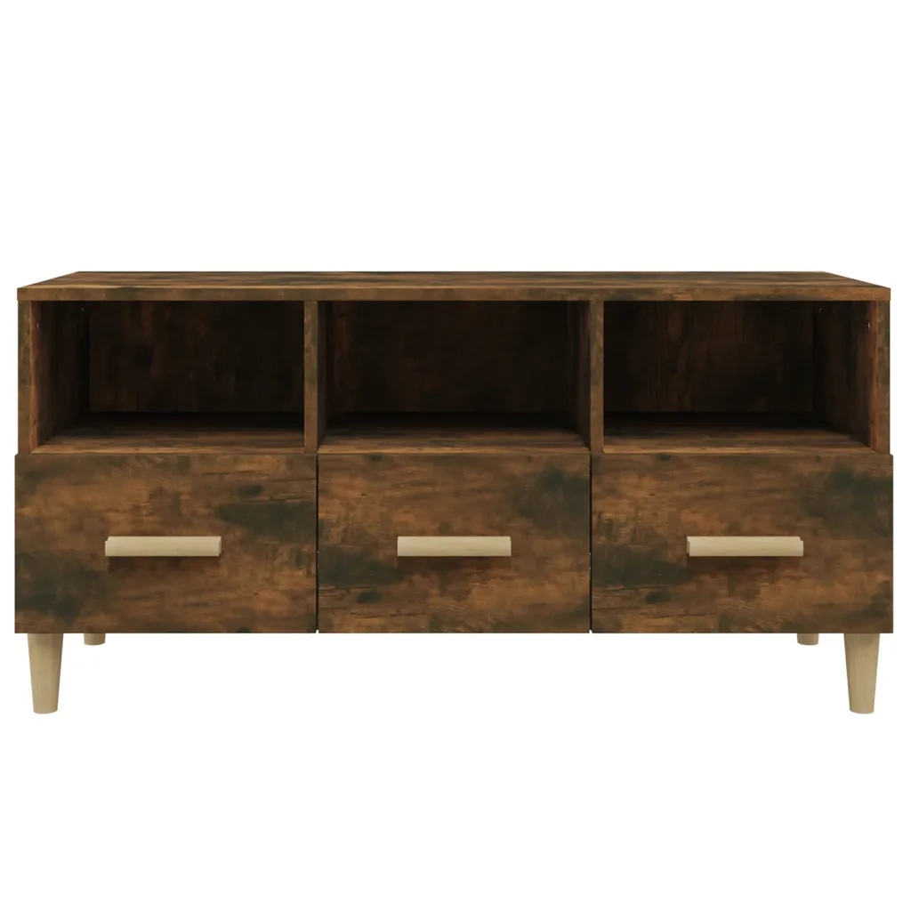 Mobile TV Rovere Fumo 102x36x50 cm in Legno Multistrato 817495