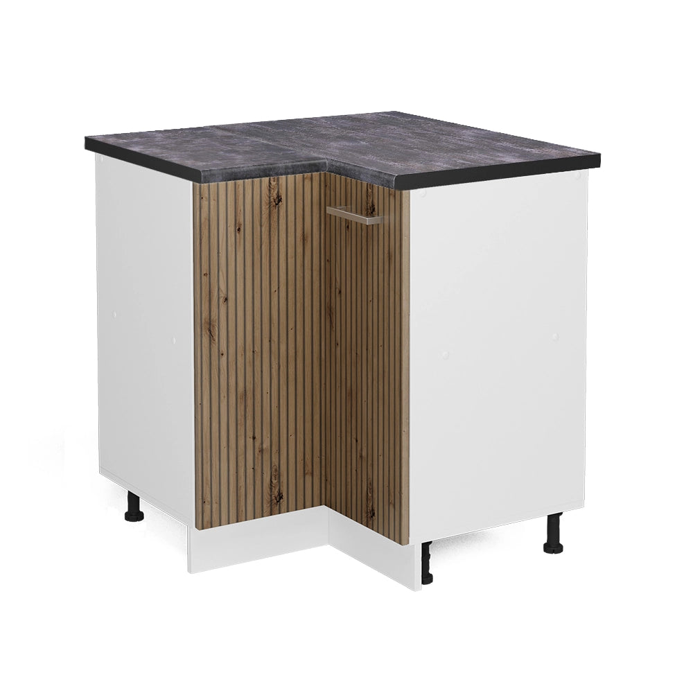 Mobile ad angolo cucina R-Line Rovere artigianale/Bianco 75.6 cm, PL Antracite Vicco