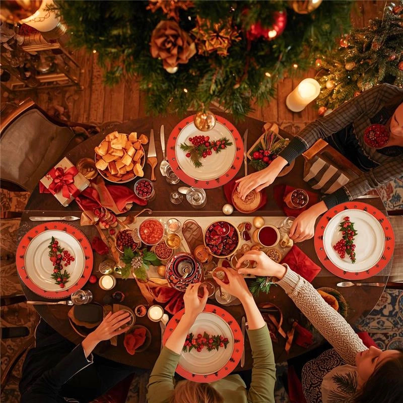 MA MAISON SET 6PZ SOTTOPIATTO CON ALBERI DI NATALE COLORE ROSSO - DIAMETRO 33 CM