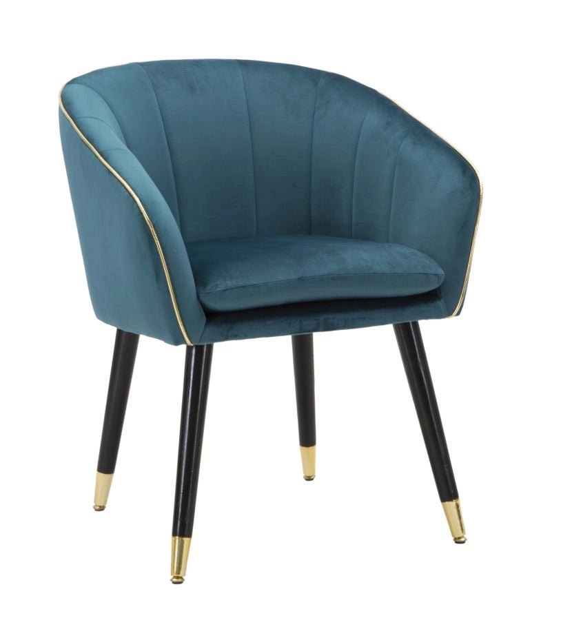 Poltrona Paris Oro 62x58x78 cm in Legno e Poliestere Ottanio