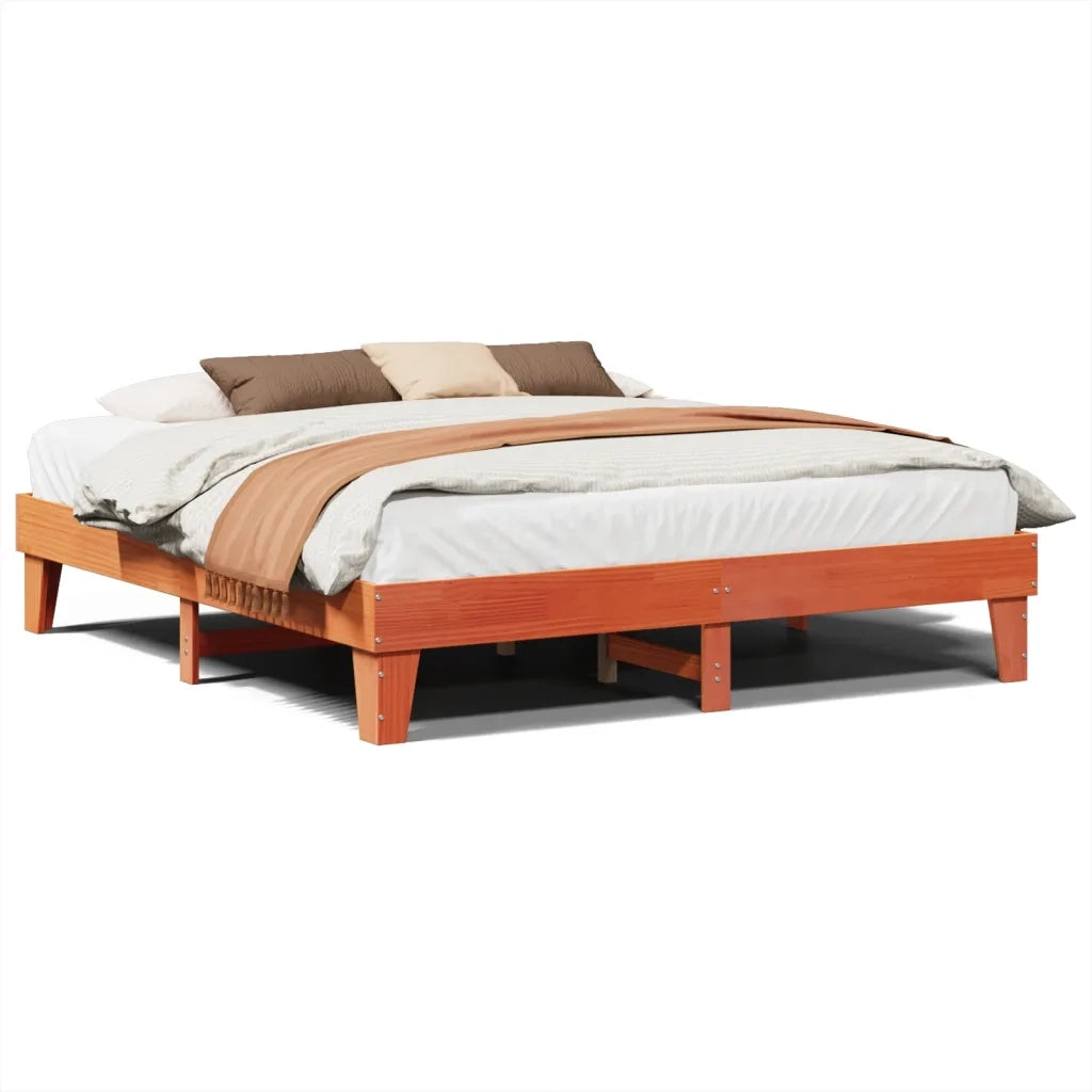 Letto senza Materasso Marrone Cera 200x200 cm in Legno di Pino 855345