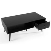 Tavolino retrò 109 x 55 x 44 cm con cassetto e ripiano aperto stile vintage legno nero 20_0013780