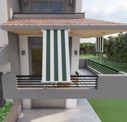 Tenda da sole a caduta con bracci 150cm telo impermeabile verde e bianco Golisa