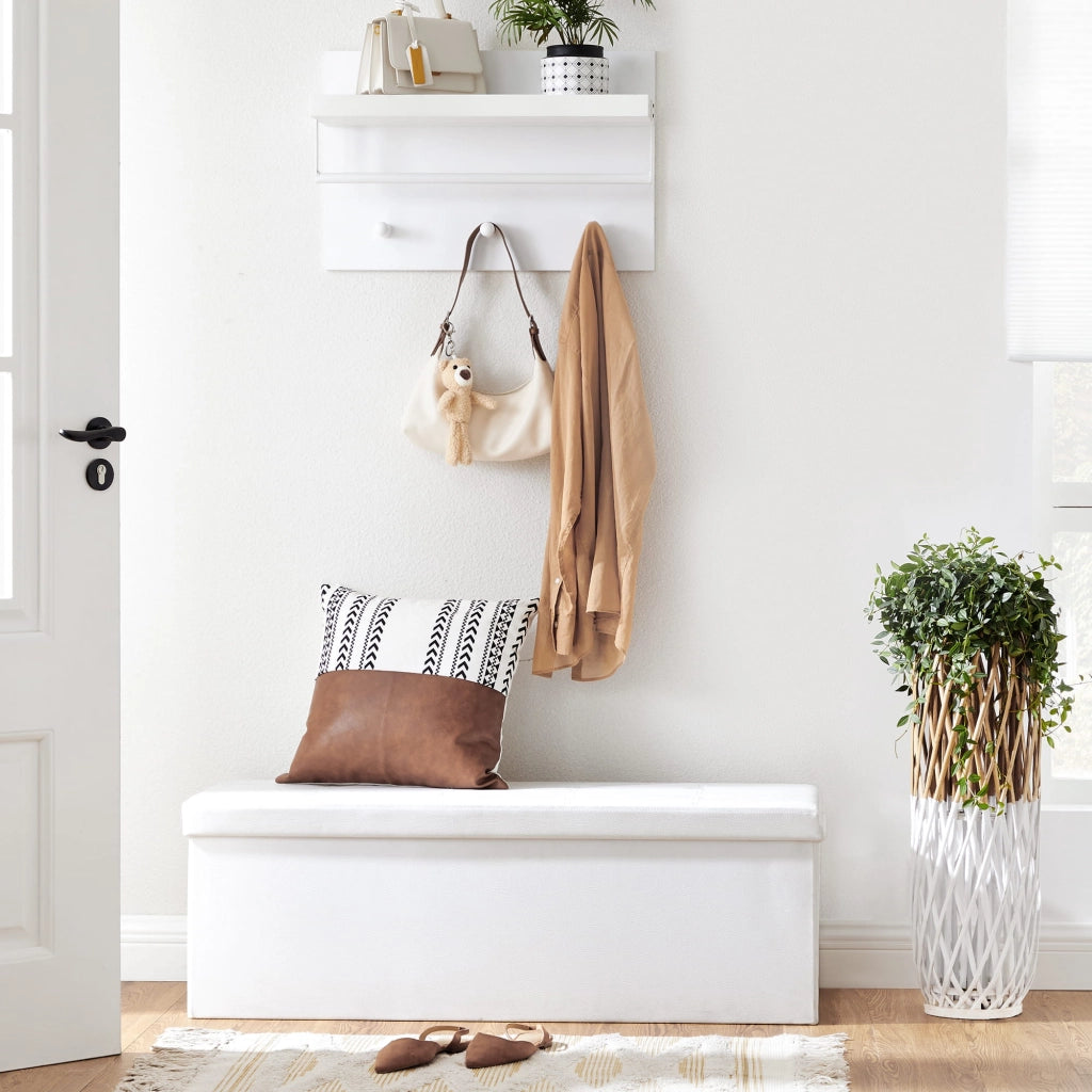Valora PUFA - LSF702V1 Pouf Organizer Bianco MDF Seduta Contenitore