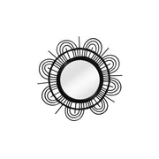 Specchio da parete Aina in rattan nero stile boho
