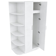 Armadio con 2 ante, ripiani e cassetti per camera da letto o ufficio, in MDF e metallo, bianco, 90×55×170 cm