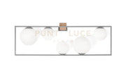 BUBLE APPLIQUE A PARETE 5 SFERE ACCIAIO SPAZZOLATO PARTICOLARI BRONZO ATTACCO E27