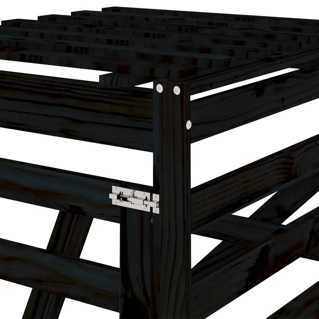 Estensione Copribidone Nero in Legno Massello di Pino 825111