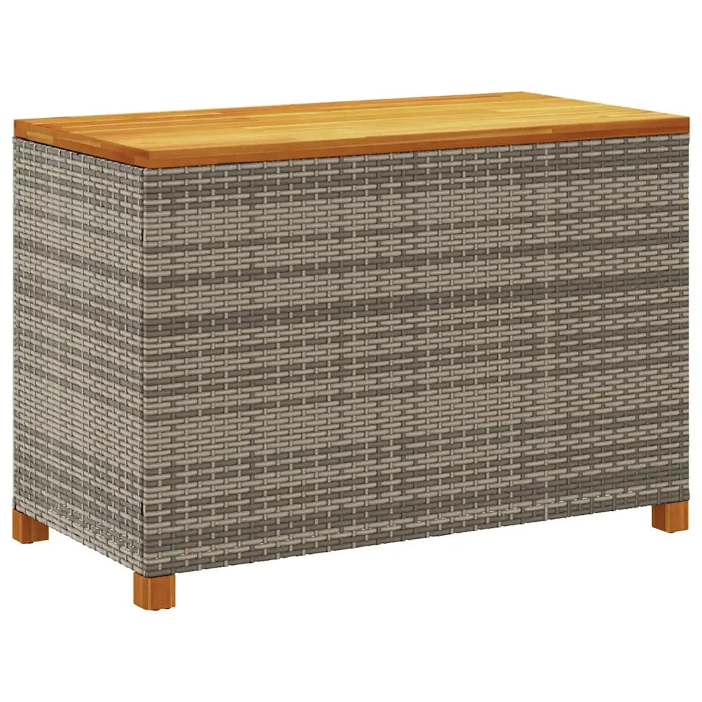 Contenitore Giardino Grigio 110x55x63cm Polyrattan Legno Acacia