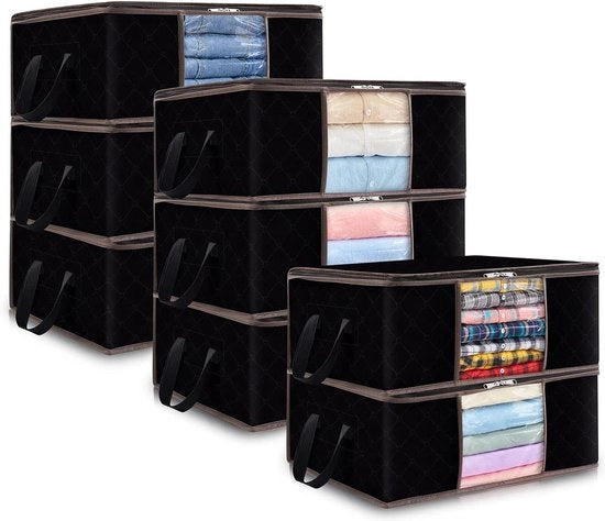 Organizzatore di abbigliamento pieghevole - cassettiera per organizzare - maniglia rinforzata - tessuto robusto - asciugamano a cappuccio - 35L Nero