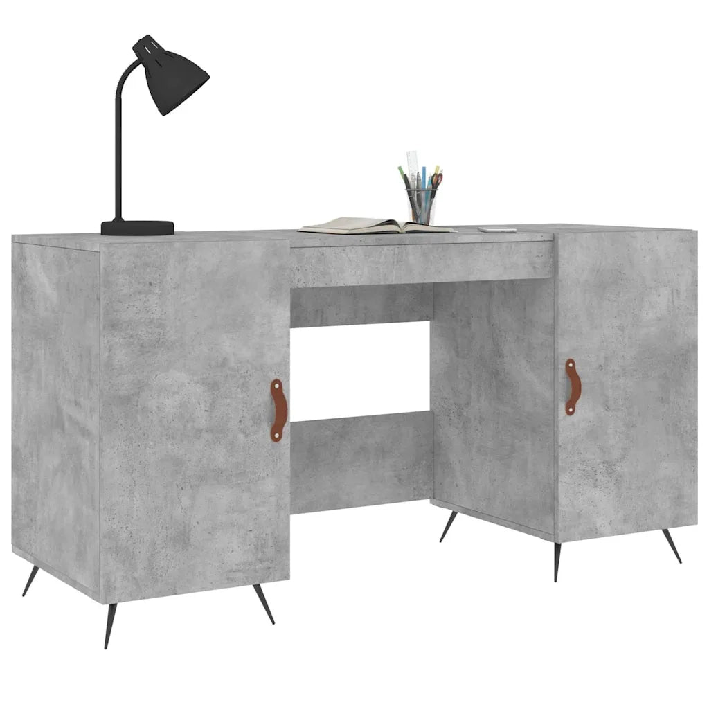 Scrivania | Tavolo da Ufficio Grigio Cemento 140x50x75 cm in Legno Multistrato