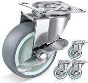Zampe di regolazione 75 mm con freni laterali per zampe TPR per mobili di lavoro o attrezzature con portata di 227 kg (set da 4)