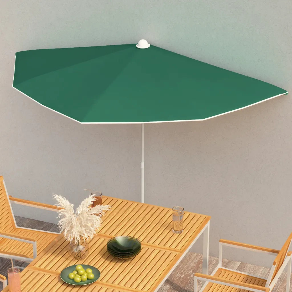 Ombrellone Semicircolare da Giardino-Ombrello da balcone con Palo 180x90 cm Verde