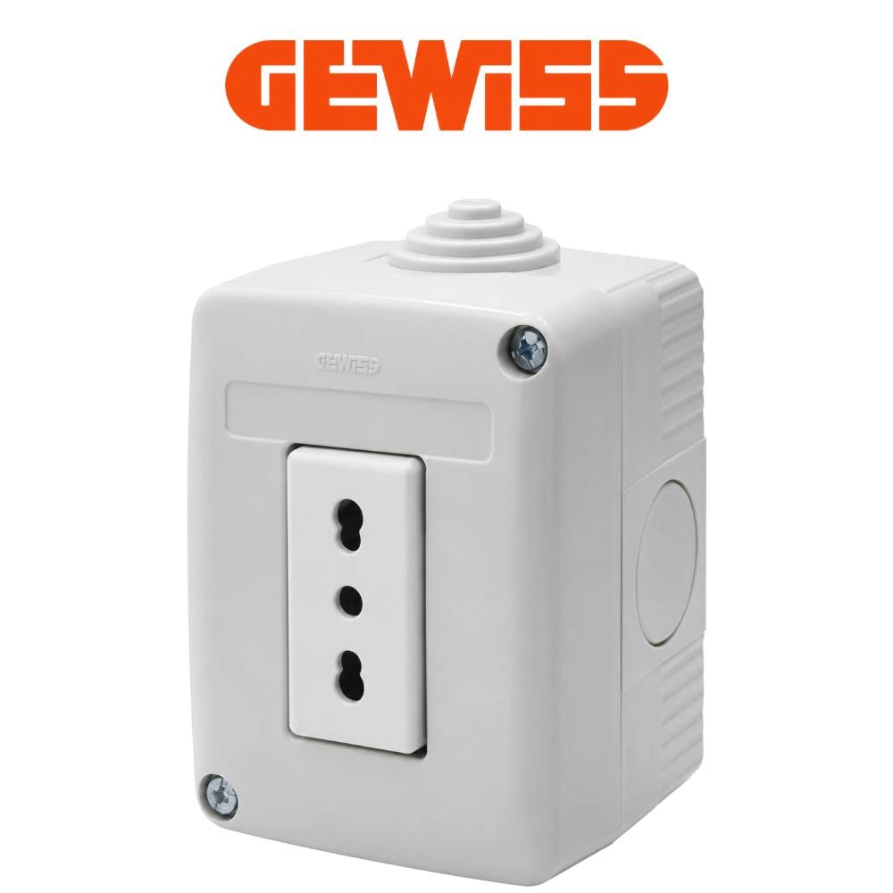 Presa bipasso 2p+t 10/16a 250v con contenitore da parete ip40