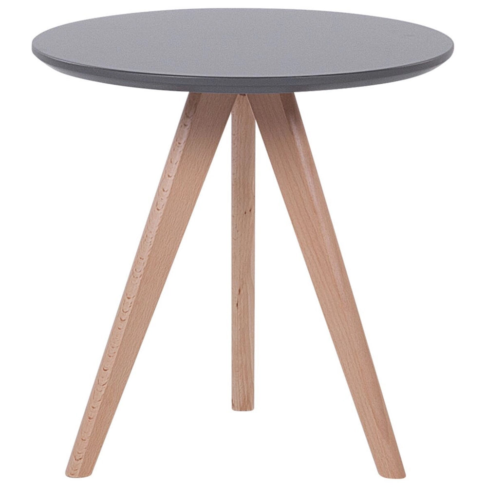 Nido di 3 tavoli con base per treppiede in legno chiaro con piano grigio in stile scandinavo