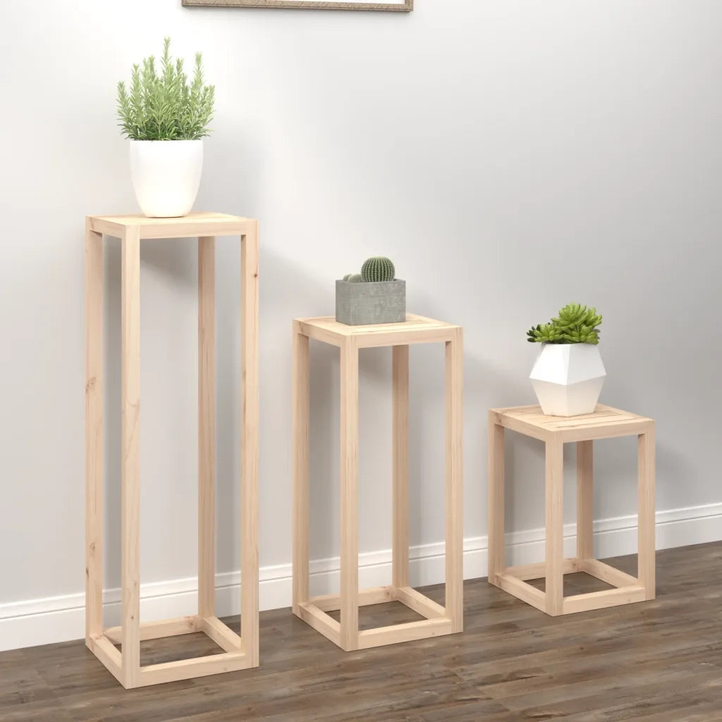 Set Supporti per Piante 3 pz in Legno Massello di Pino cod mxl 73466
