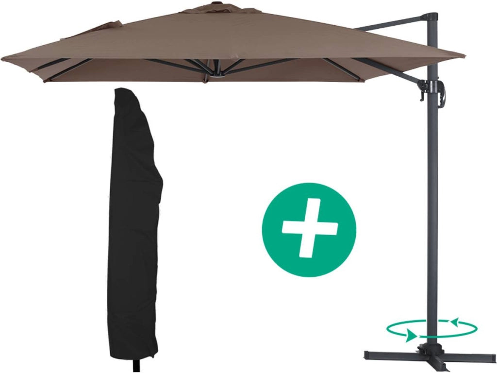 Parasole decentrato da giardino Alu "Sun 4" - Rettangolo - 3 x 4 m - Talpa + Copertura protettiva