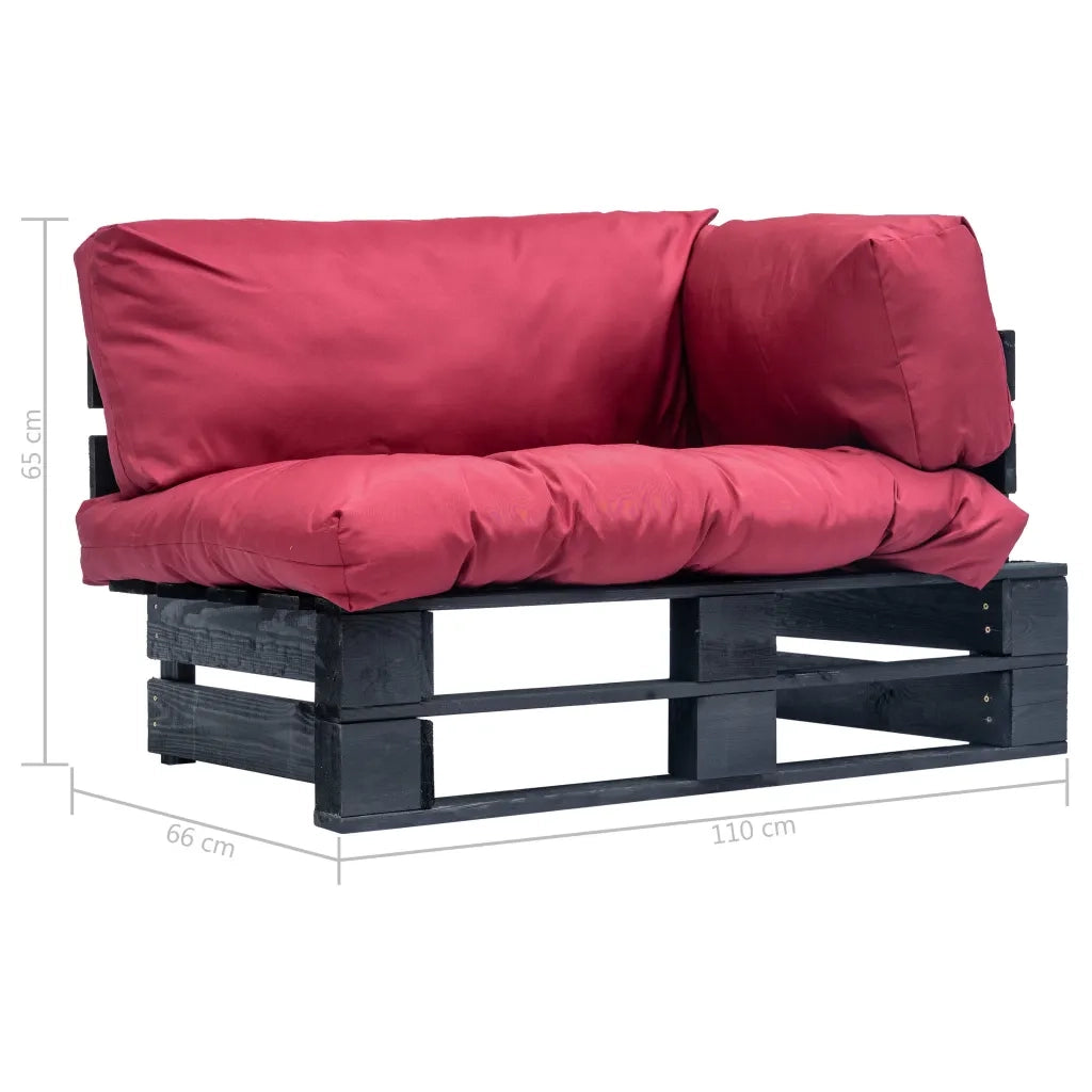 Divano da Giardino a Pallet con Cuscini Rossi in Legno di Pino 277415