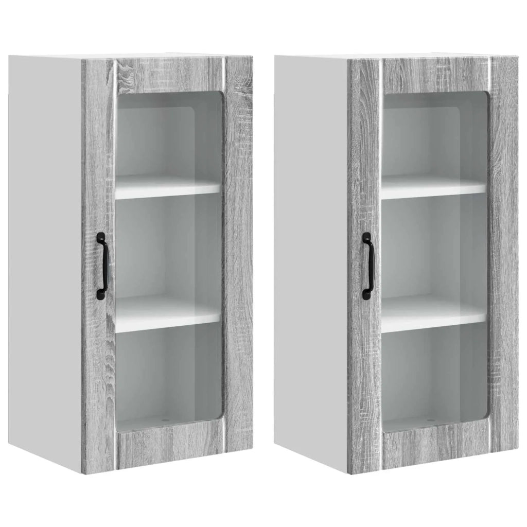 Mobile da cucina con porta 2 pz-Set di 2 Armadio da cucina Grigio Sonoma 40 x 31 x 80 cm