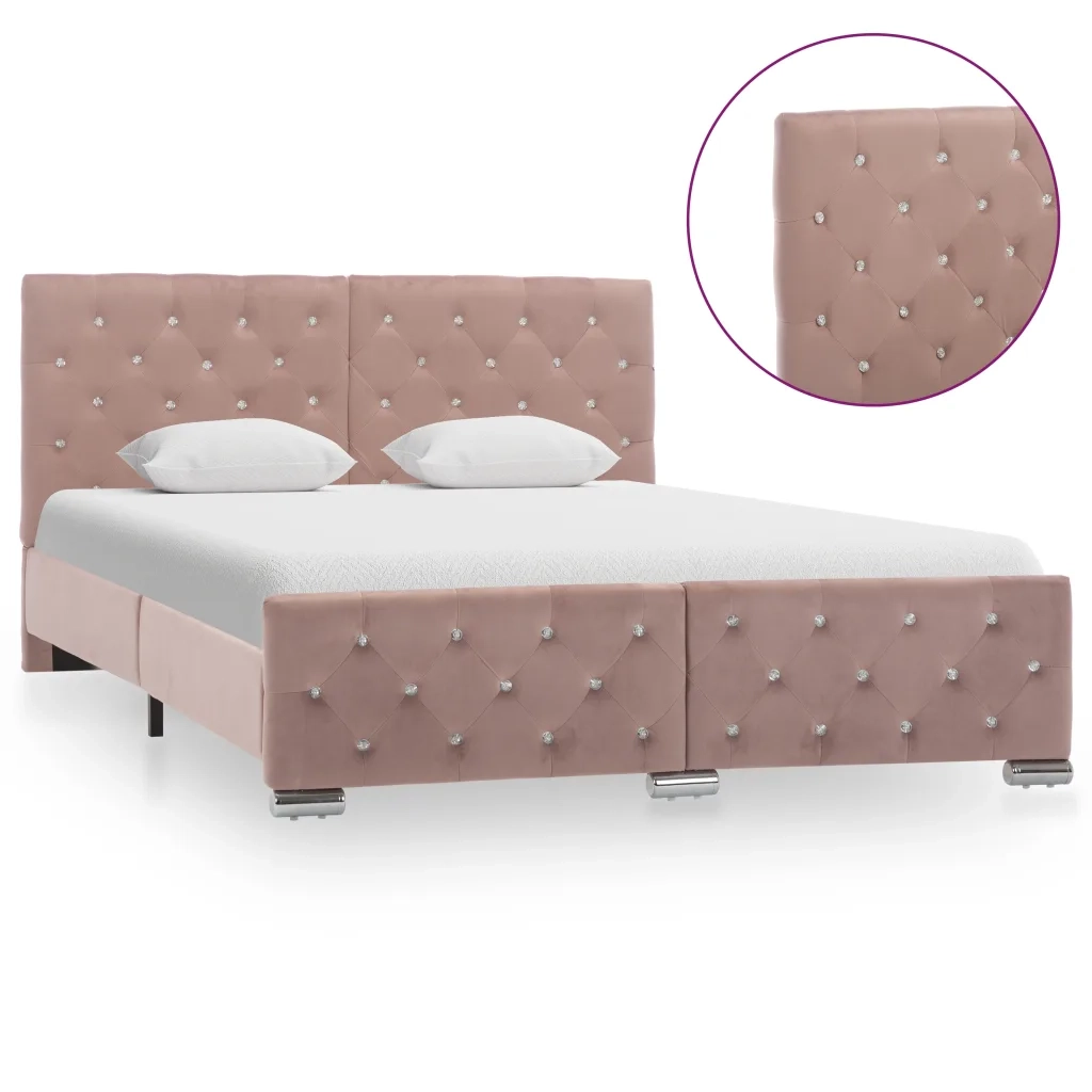 Giroletto-Struttura Letto Rosa in Velluto 140x200 cm
