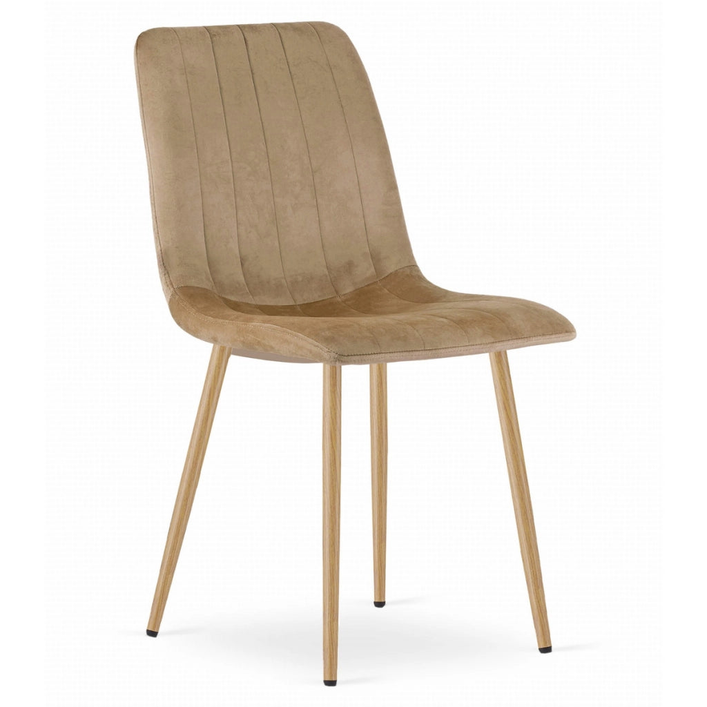 Set di 2 sedie LAVA in velluto marrone con gambe effetto legno