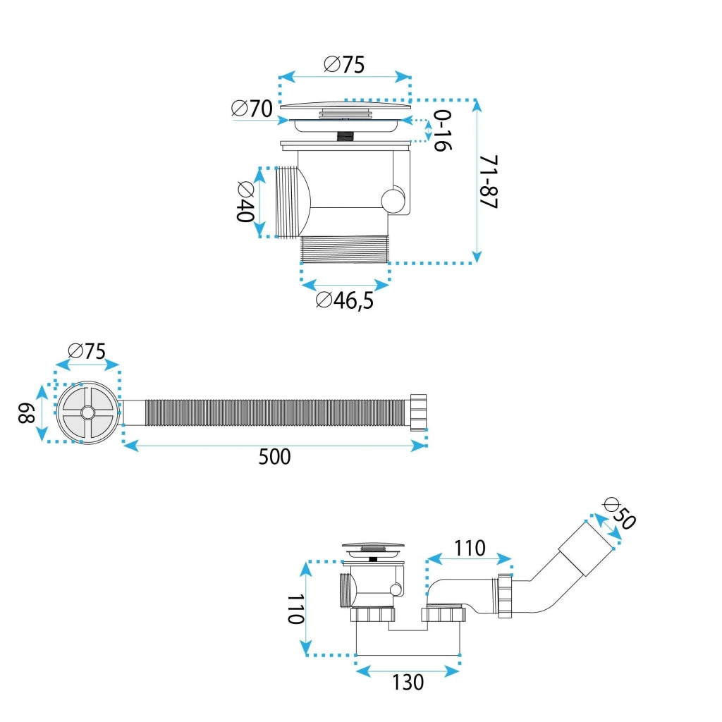 Sifone Vasca Automatico Rea Chrome