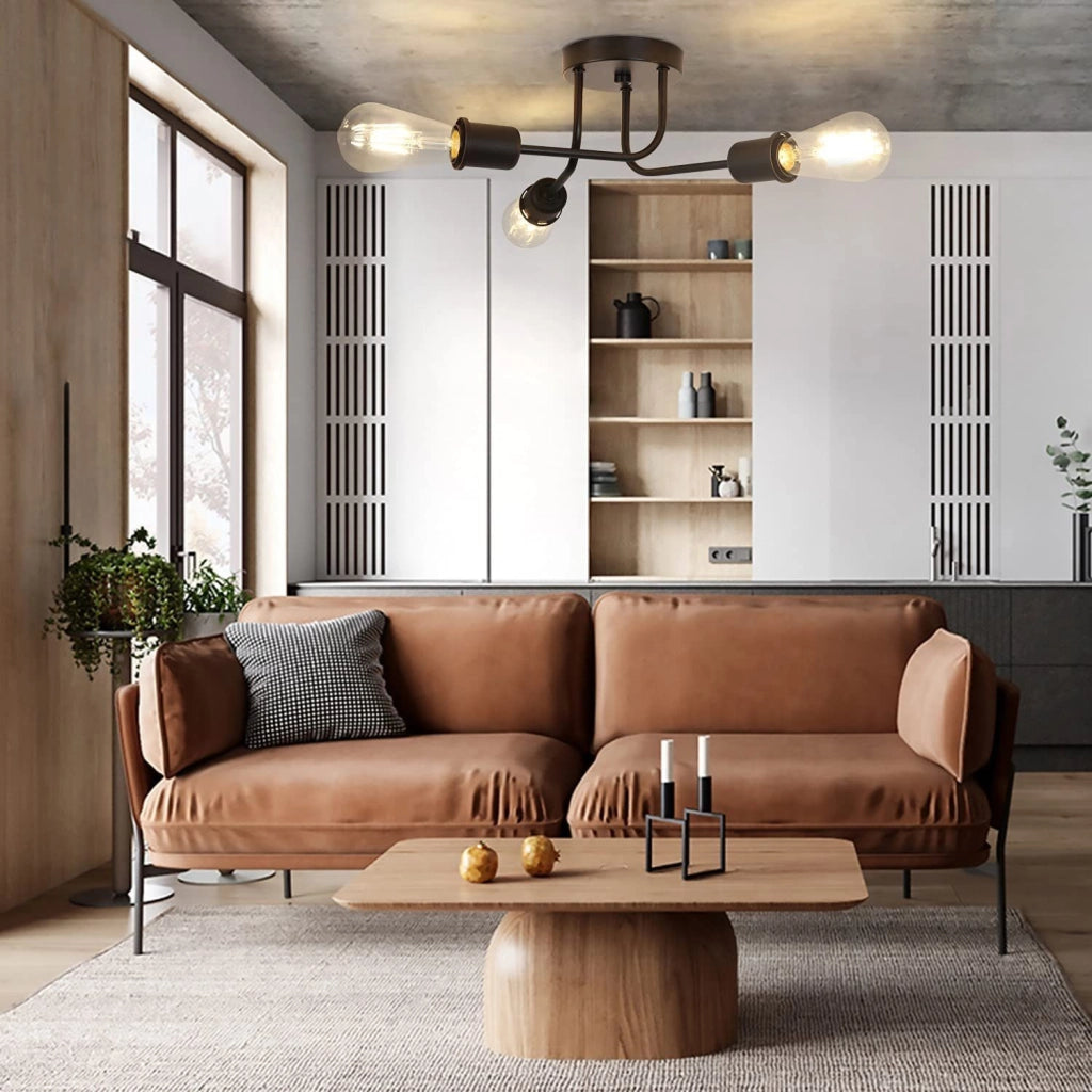 ZMH Lampada da soffitto 6 luci E27 stile industriale retrò nero metallo rustico per camera da letto ristorante