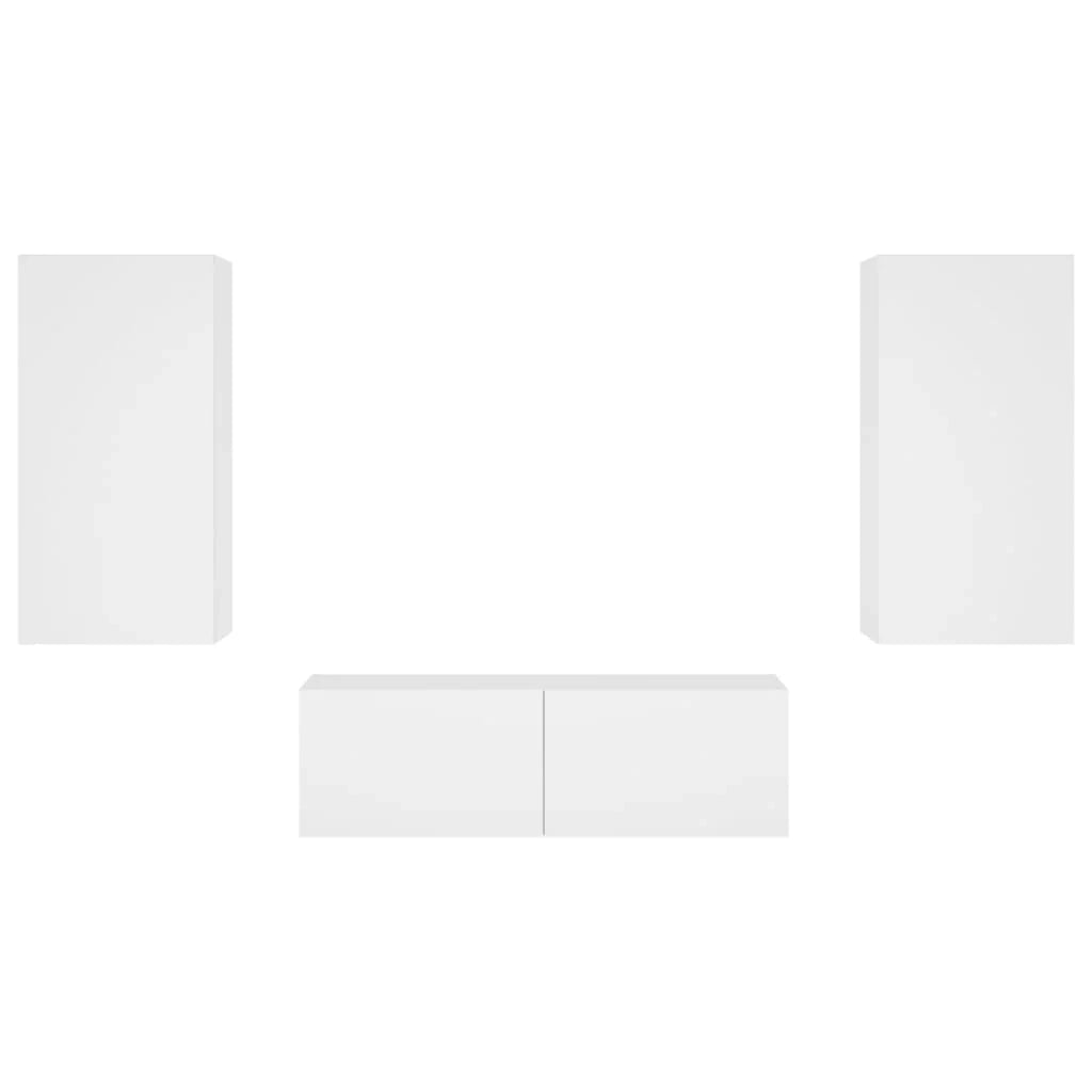 Mobile TV multimediale scaffale TV credenza mobile TV sala da pranzo soggiorno camera da letto montaggio a parete x 3 pezzi con luci LED bianco 02_0028195