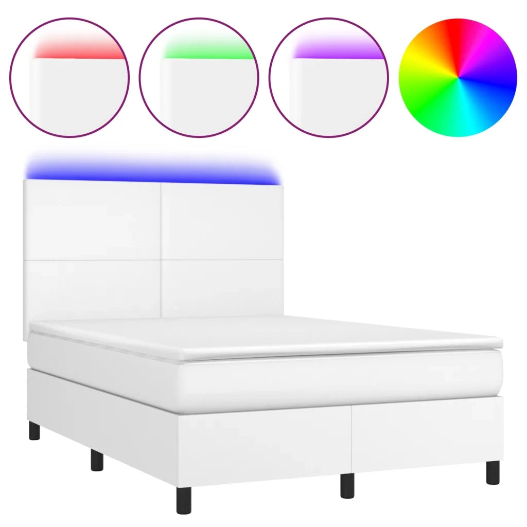 Giroletto Molle con Materasso e LED Bianco 140x200cm Similpelle 3135826