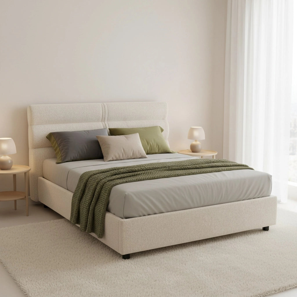 Briona, Letto Piazza e Mezza Sfoderabile Made in Italy, Beige